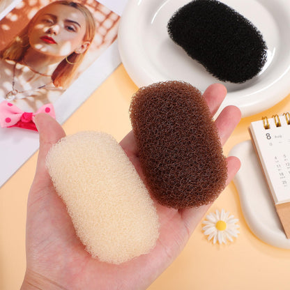 Three piece hair base sponge inserts for women demonstrating the built-in manganese steel clip.