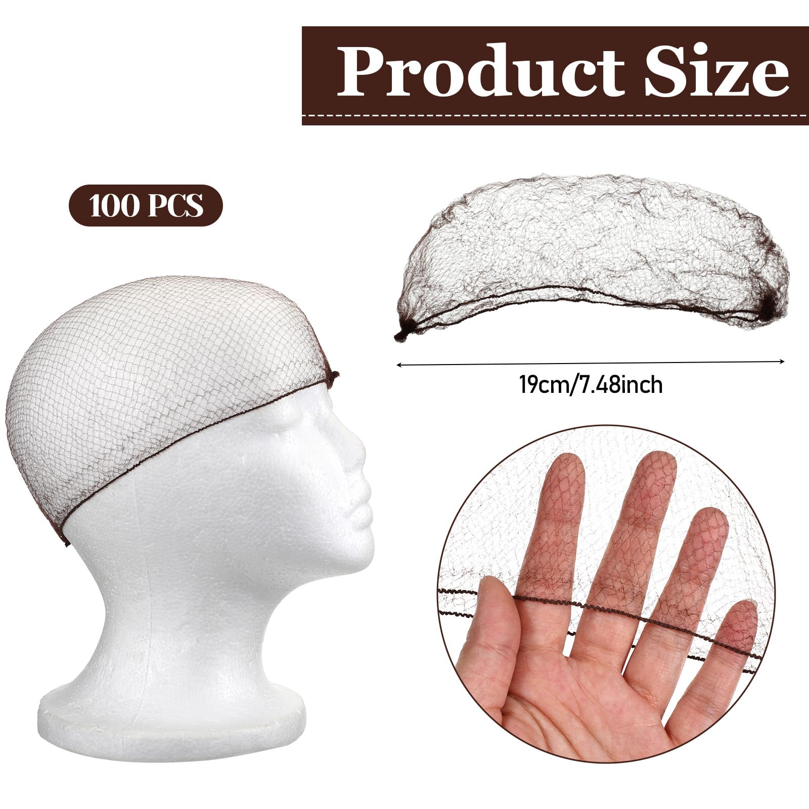 Close up of elastic edge brown hair net mesh texture