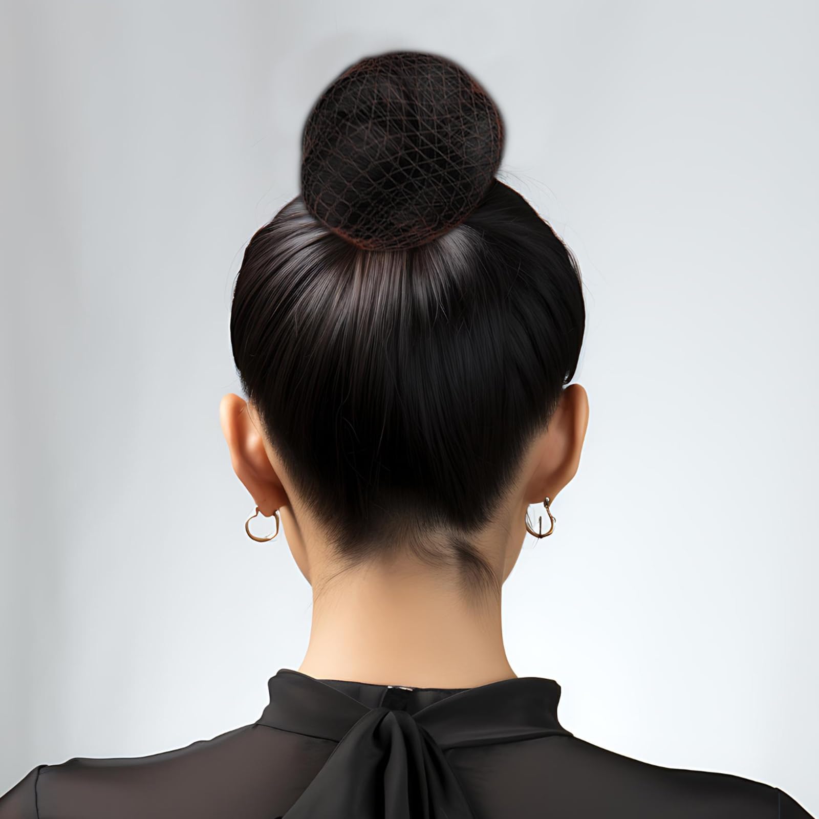 Comparison of brown mesh hair net against hair