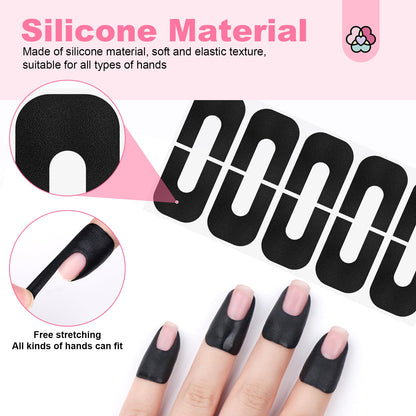 The complete Saviland manicure set showing 100 pieces of adhesive protectors alongside the application tweezers.