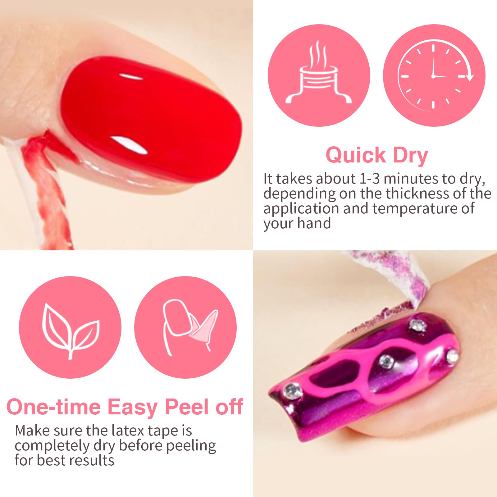 Applying fast drying peel off liquid nail tape barrier on cuticles for clean stamping art