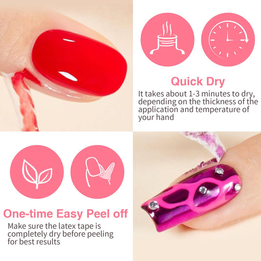 Applying fast drying peel off liquid nail tape barrier on cuticles for clean stamping art