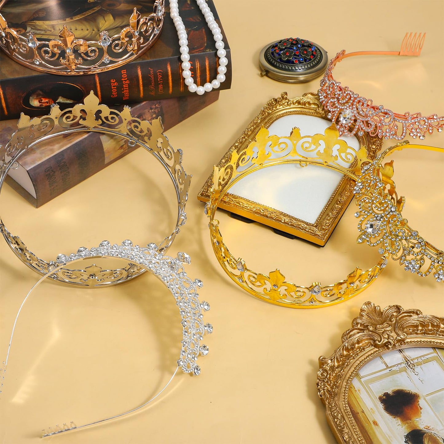 Group display of 6 piece royal crown set for men and women