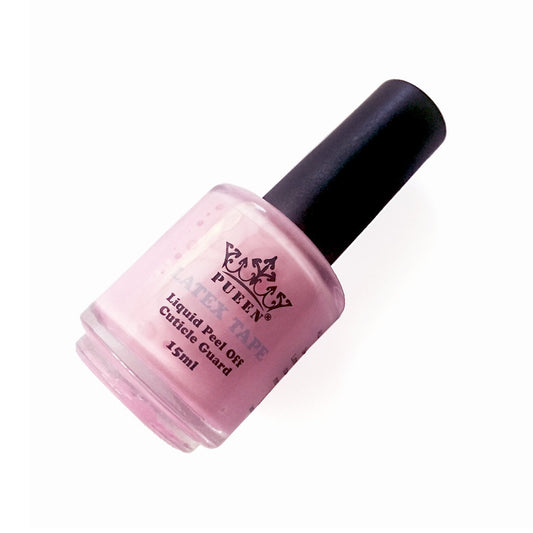Pink liquid latex tape being applied to skin surrounding the fingernails for cuticle protection.