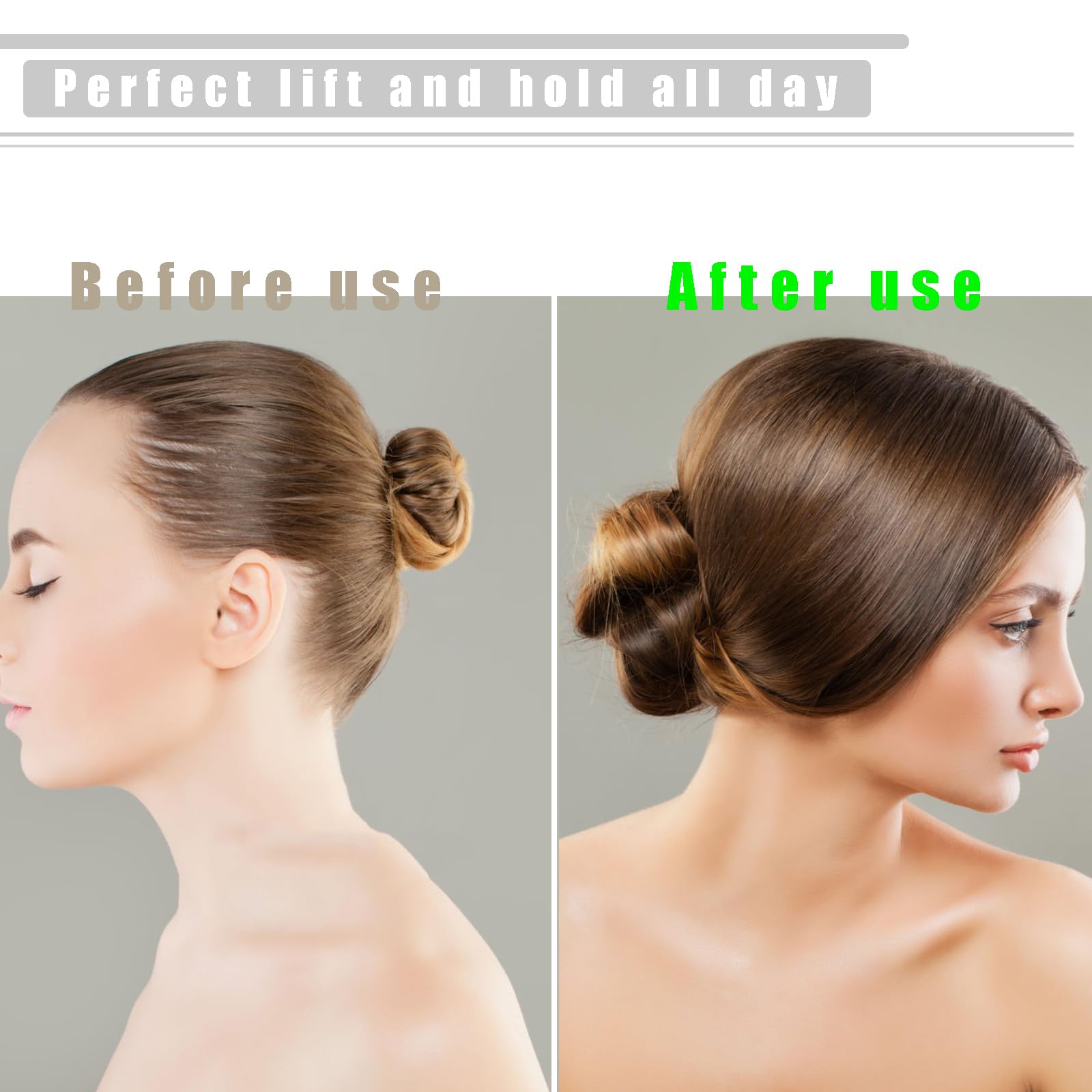 Top view of YGQQOY hair bun maker and padding accessories