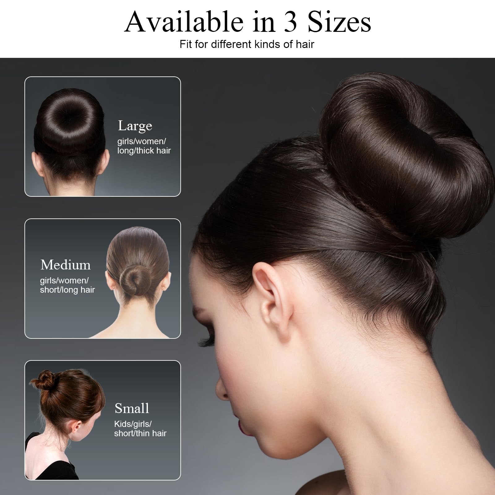 HOFASON mini hair donut shaper set with included black bobby pins and elastics
