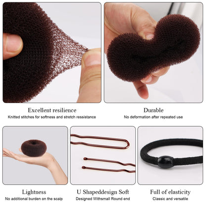 HOFASON dark brown hair donut rings for kids showing the lightweight mesh texture