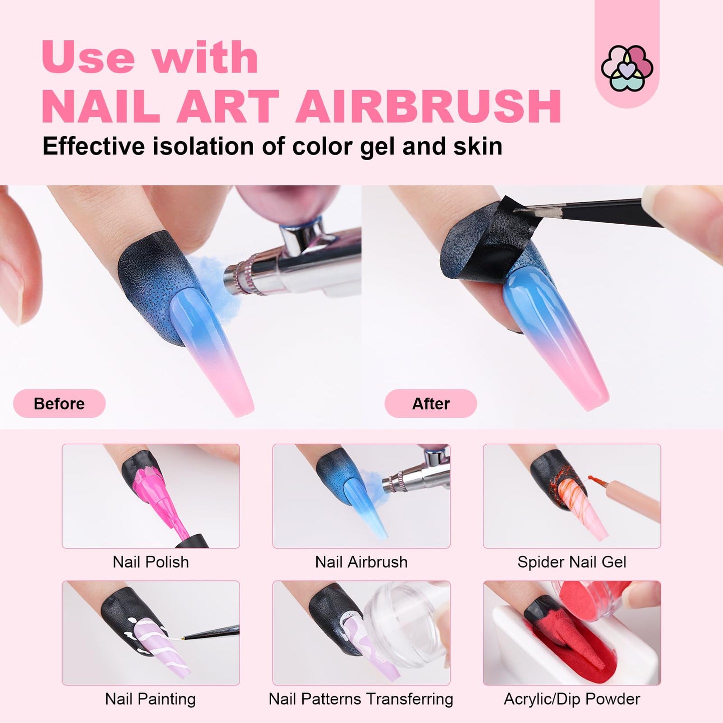 Detailed view of Saviland UV protection cuticle stickers