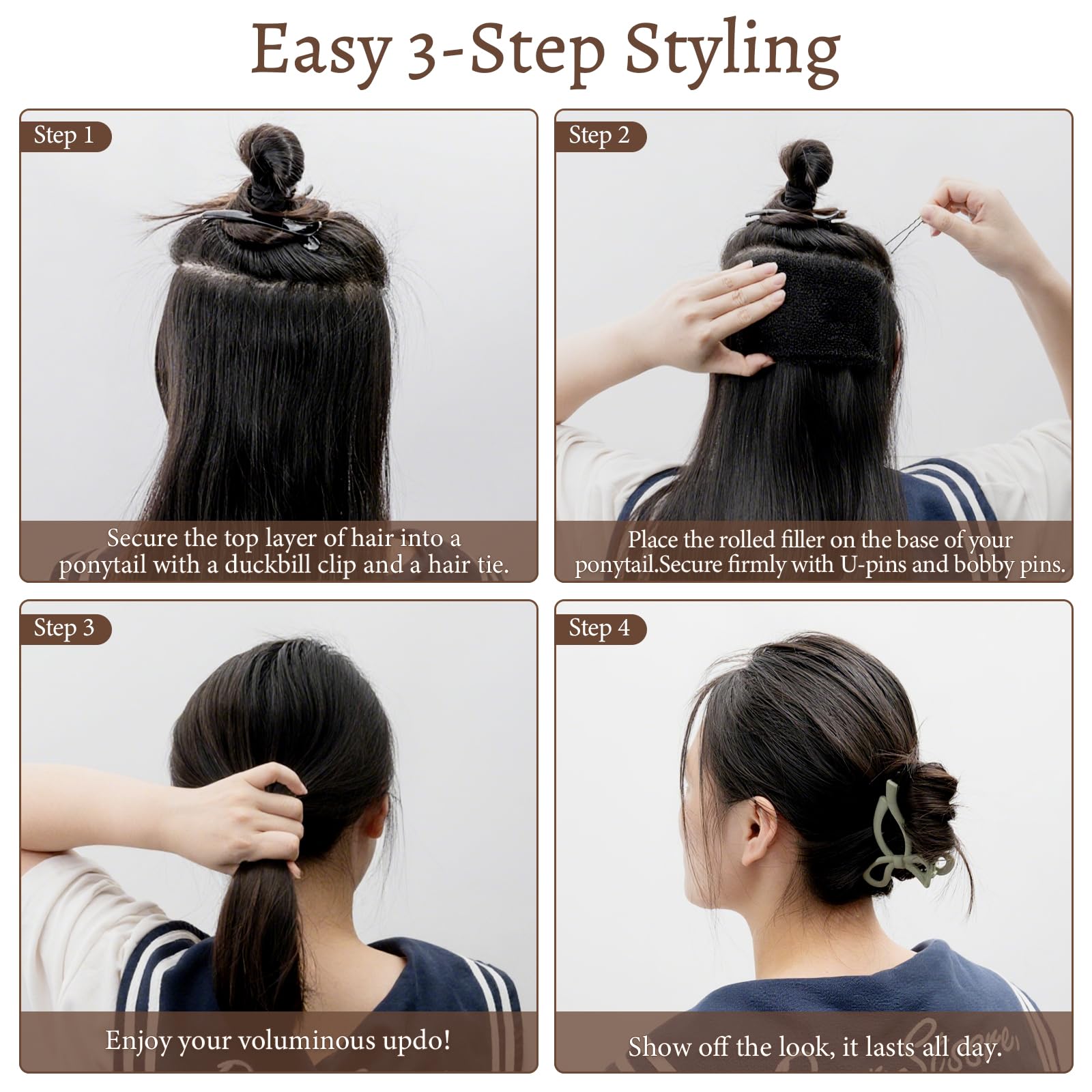 Assrect hair styling kit with bobby pins and U-pins for bun volume