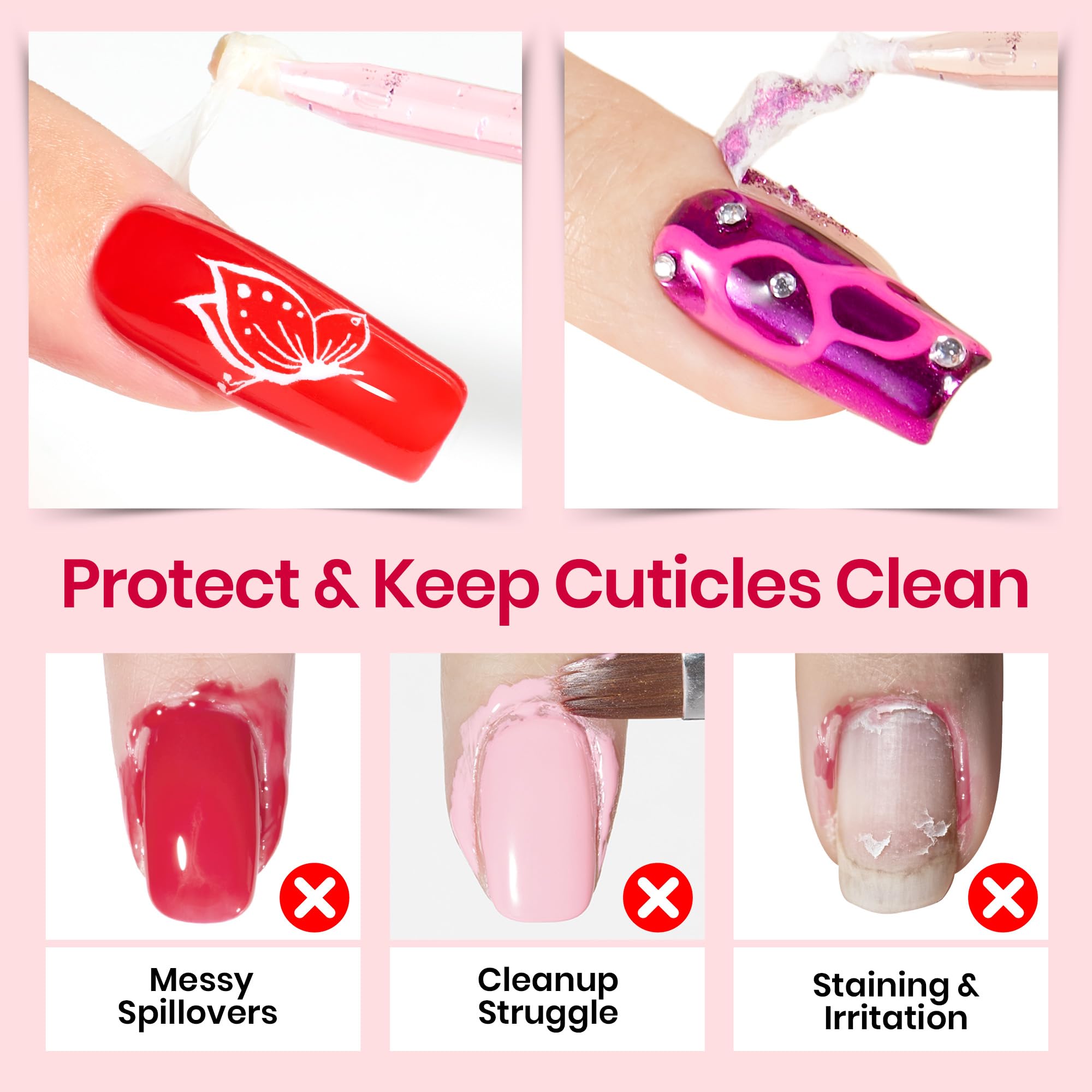 Beetles liquid latex barrier applied around nail cuticles shifting pink to clear
