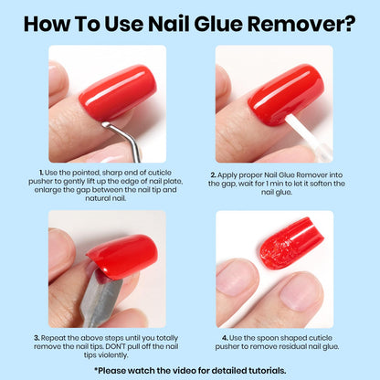 Before and after comparison of clean natural nails after adhesive removal