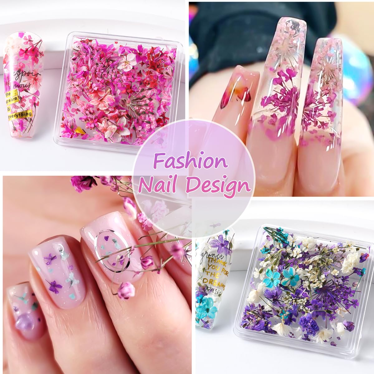 Collection of colorful tiny petals for resin jewelry and DIY projects