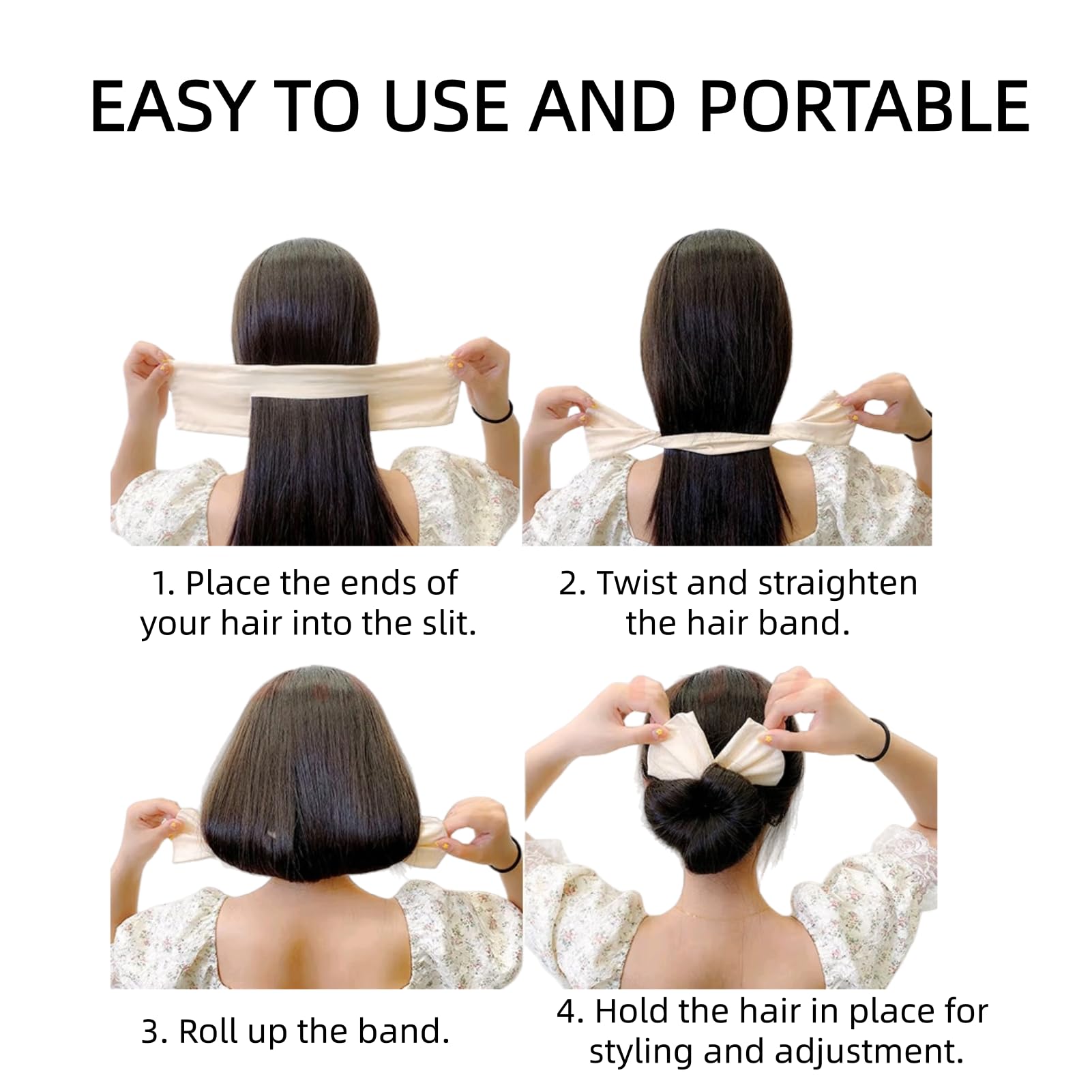 Different hairstyles created using Nuaiute bun styling accessories