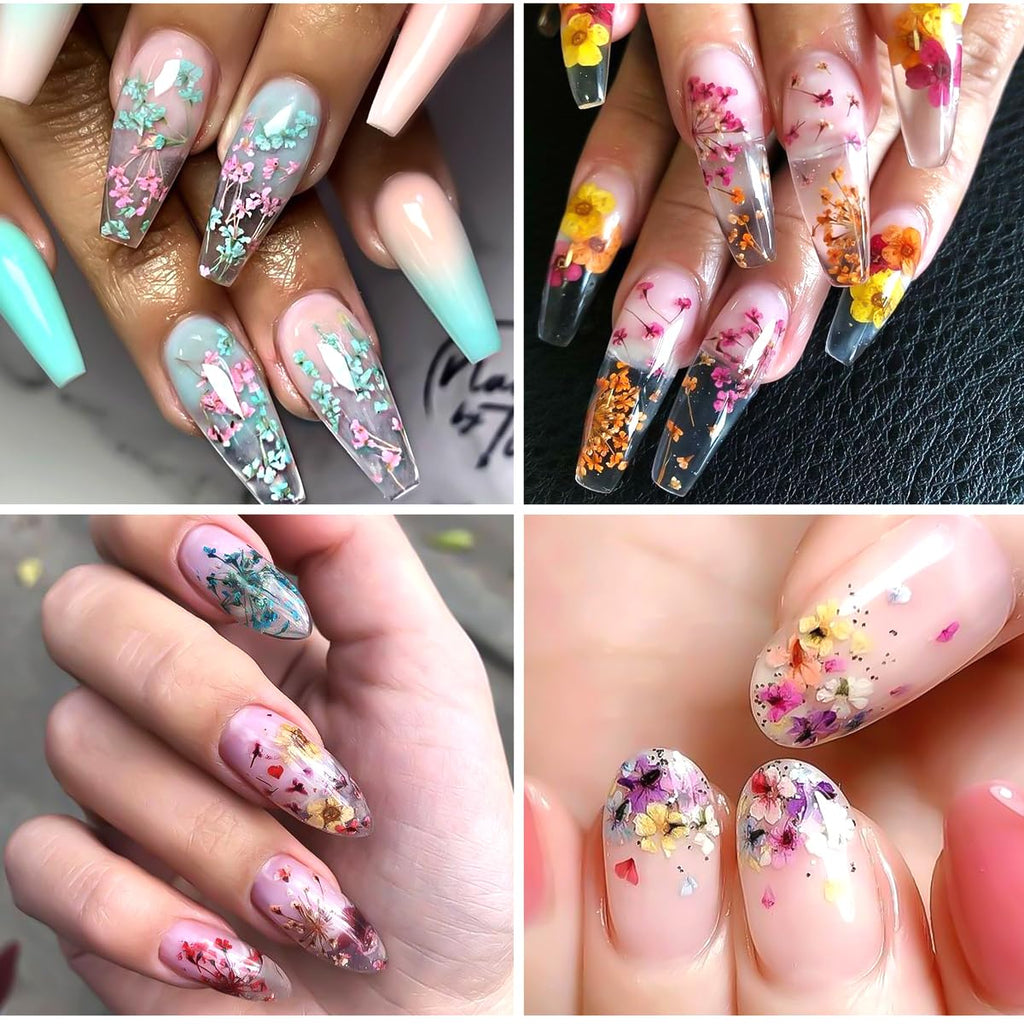 Assorted colors and floral types in transparent storage boxes