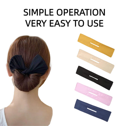 Side profile of elegant messy bun hairstyle using hair twist clip