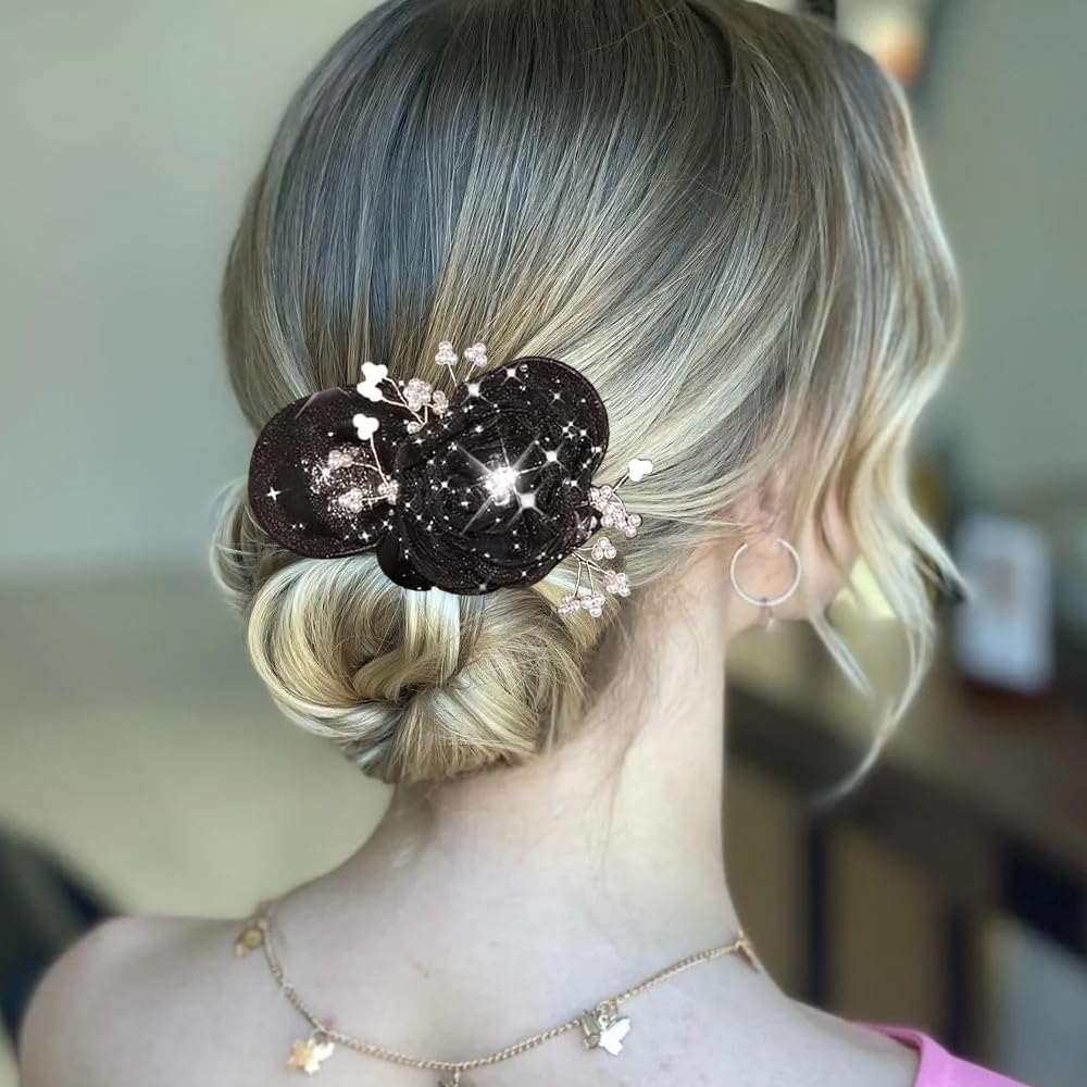 Black satin mesh hair twister accessory pack for long hair