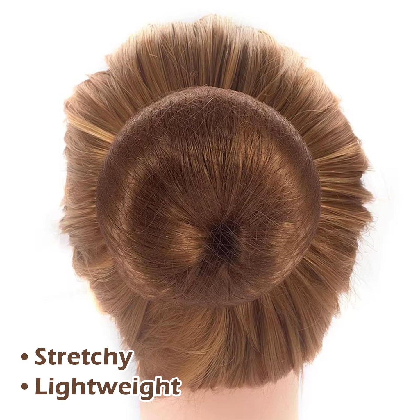 Demonstration of Quacc hair net application on a hair bun