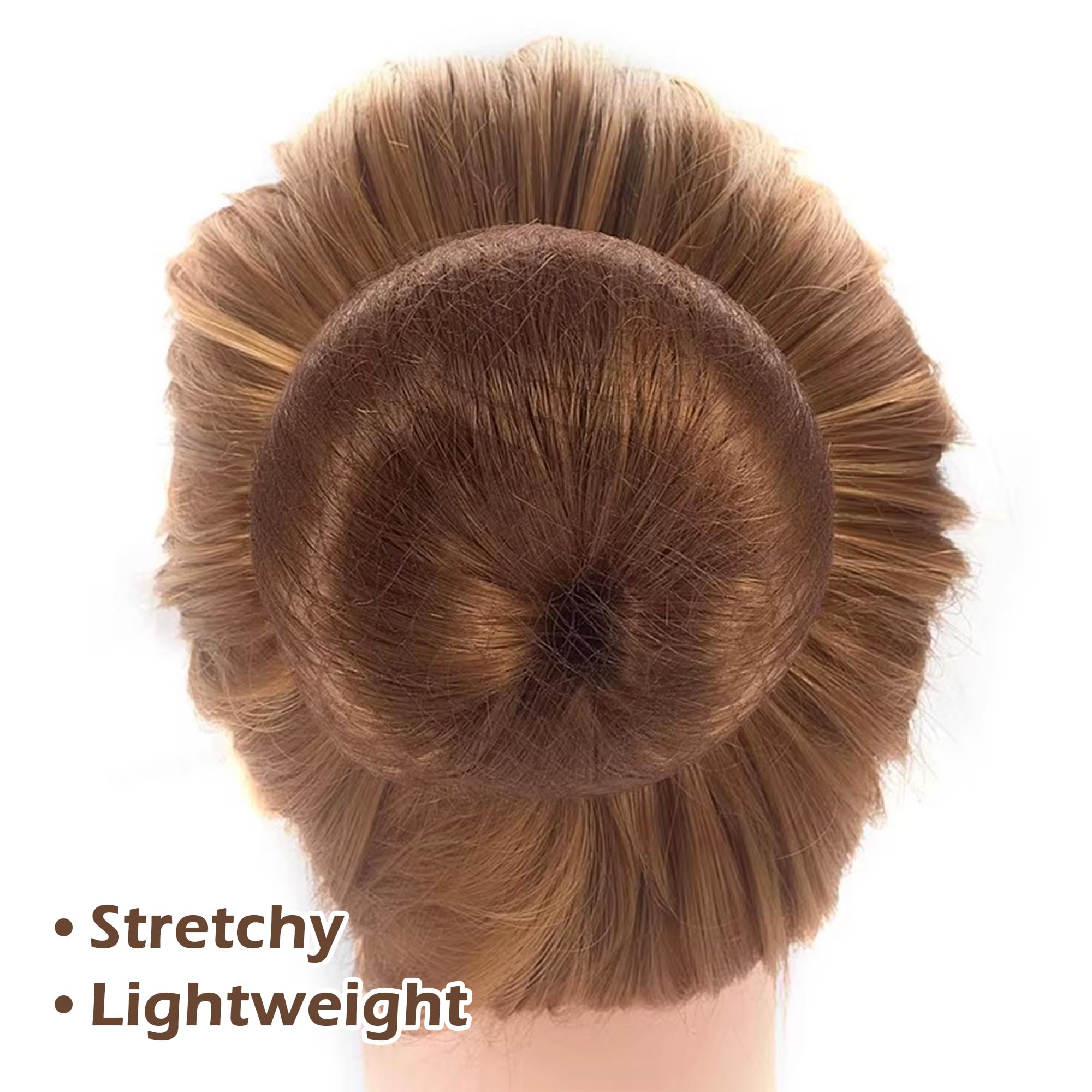 Demonstration of Quacc hair net application on a hair bun