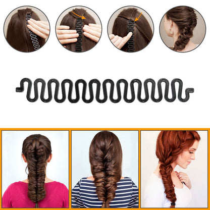 CestMall DIY hair braiding tools showing plastic spiral braiders and metal clips