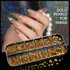 Detailed shot of the self-adhesive gold nail art sticker sheets featuring various motifs.