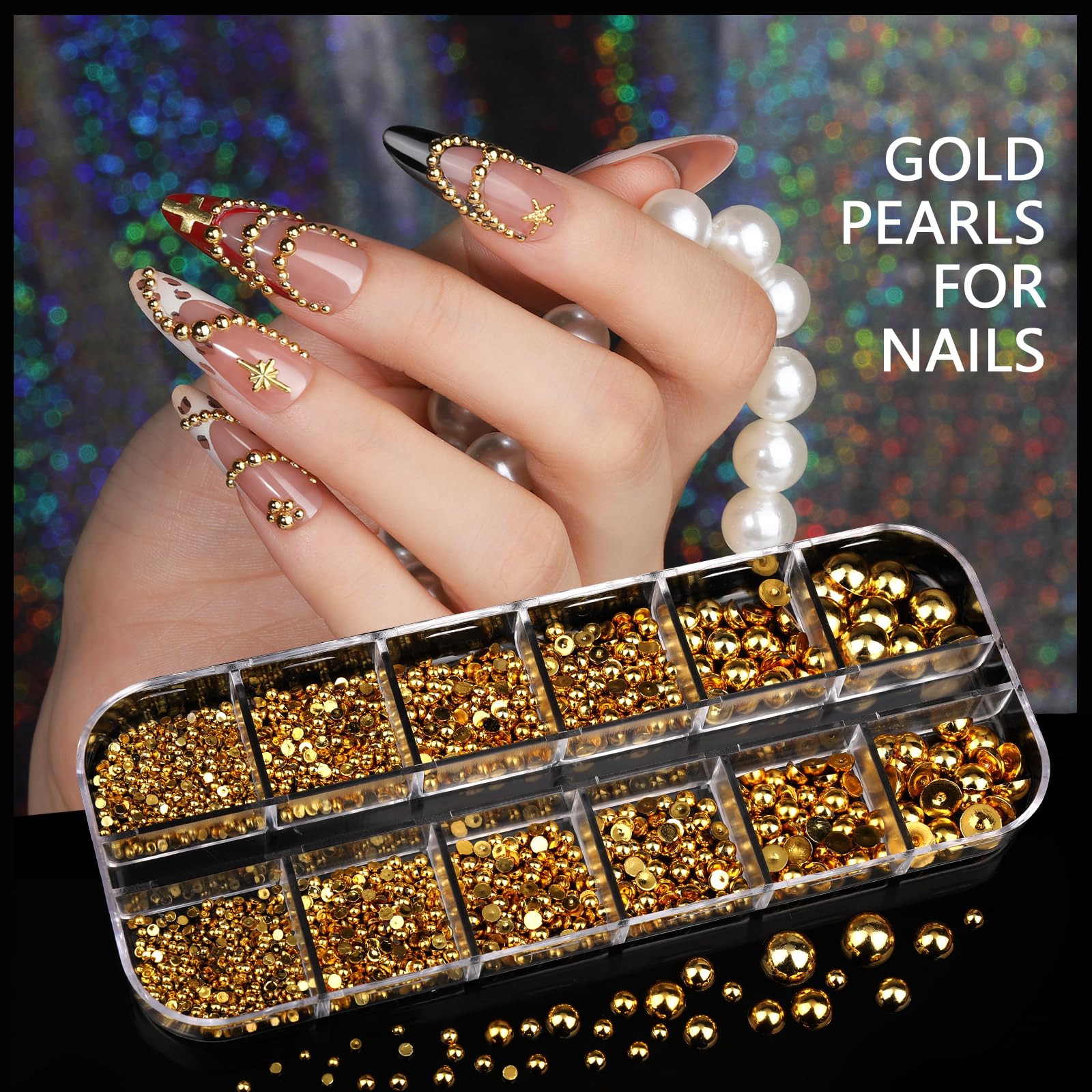 15 sheets of gold adhesive nail art stickers in the kit