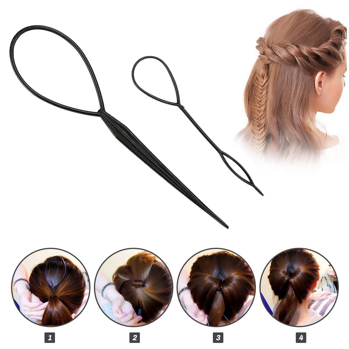 Close up of durable black plastic hair accessories from the Winkeyes styling kit