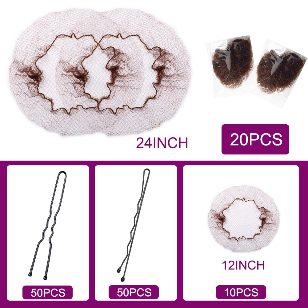 SIKCOSKI brown hairnets for ballerina buns close up showcasing the fine spider silk elastic lace material