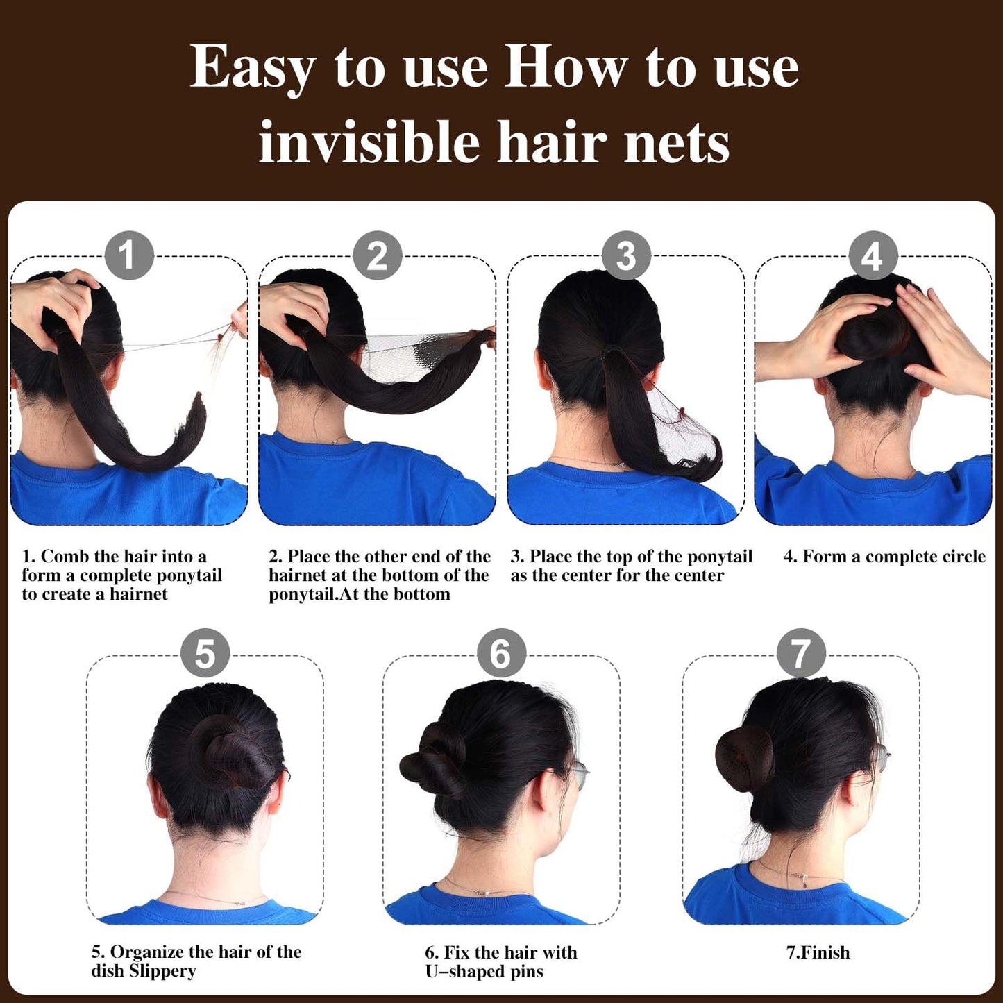 Dimeho premium imported brown invisible hair nets full set