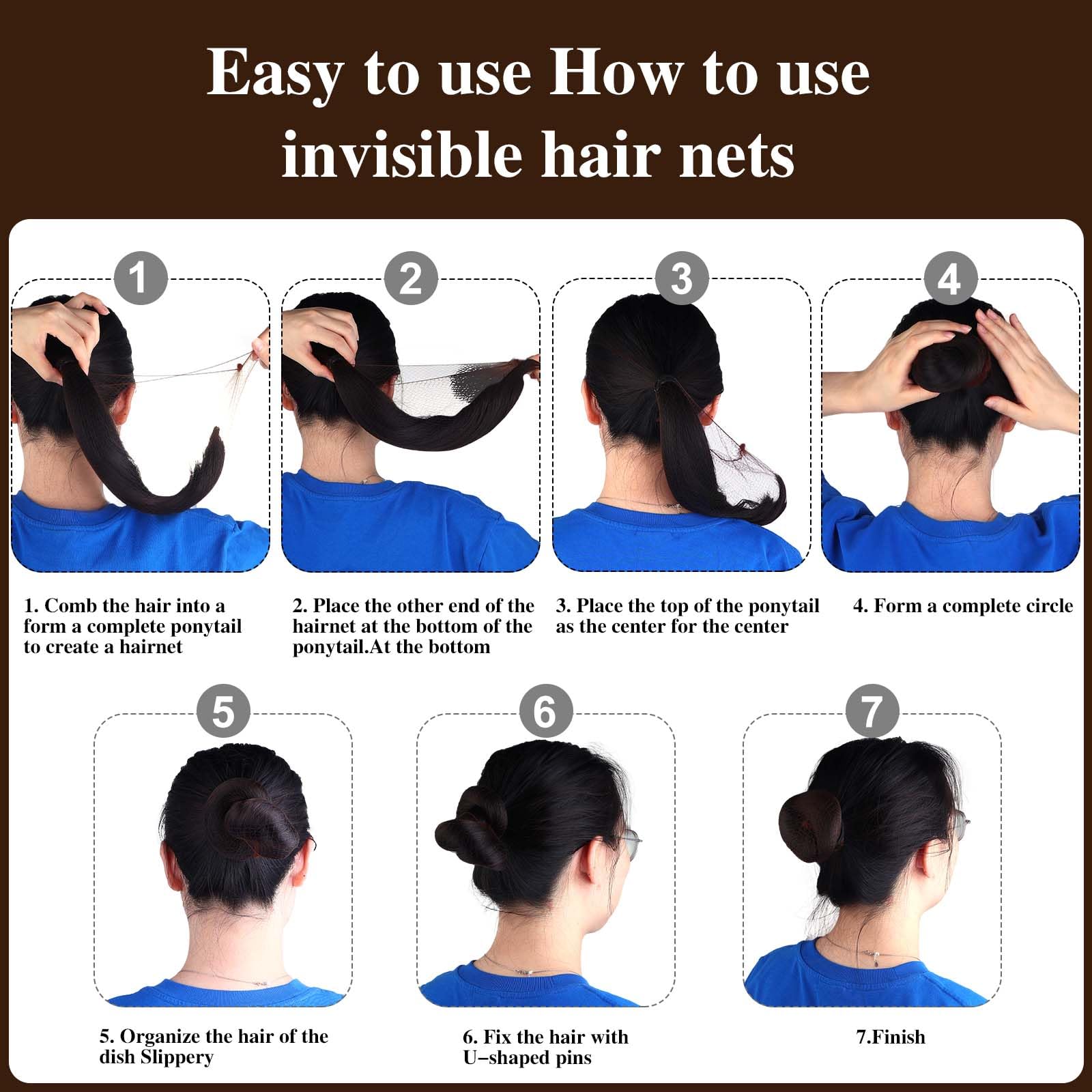 Dimeho premium imported brown invisible hair nets full set