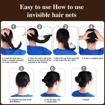 Dimeho premium imported brown invisible hair nets full set