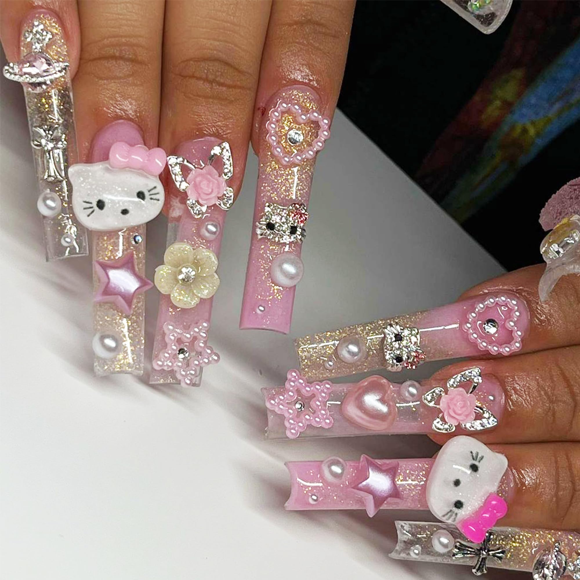 Close up of Namifin kawaii metal nail art accessories