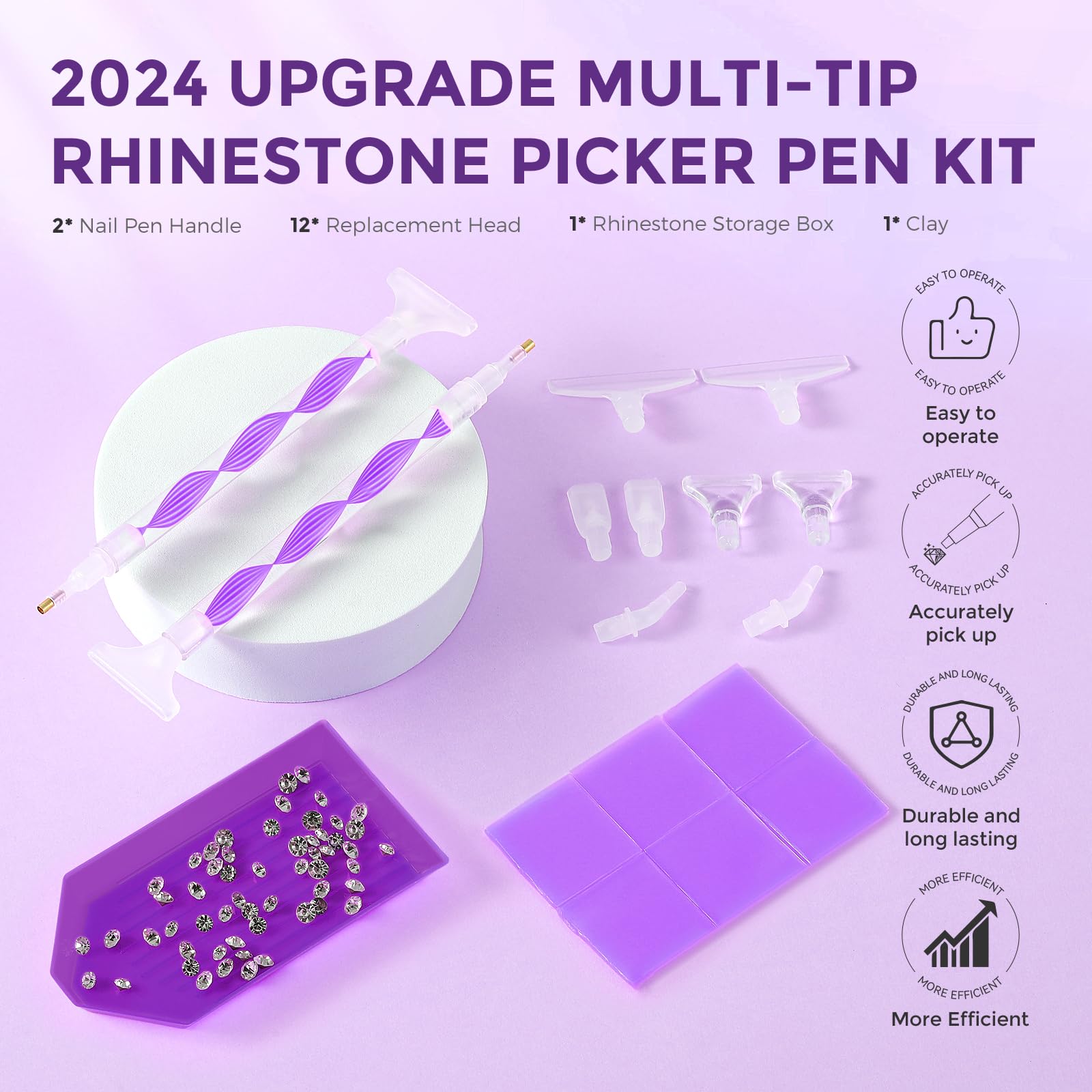 Eudaicful dual-ended rhinestone applicator pen set accessories