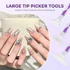 Demonstration of rhinestone placement for nail art and crafts