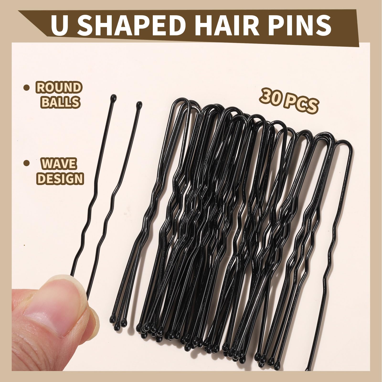 Detailed view of U-shaped black bobby pins for dance hair styling