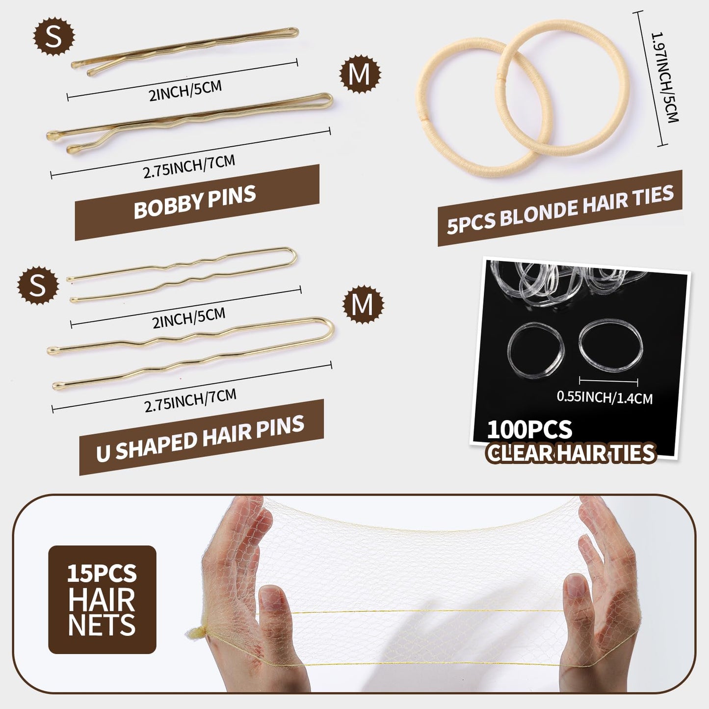 Close up of invisible blonde hair nets for ballet buns