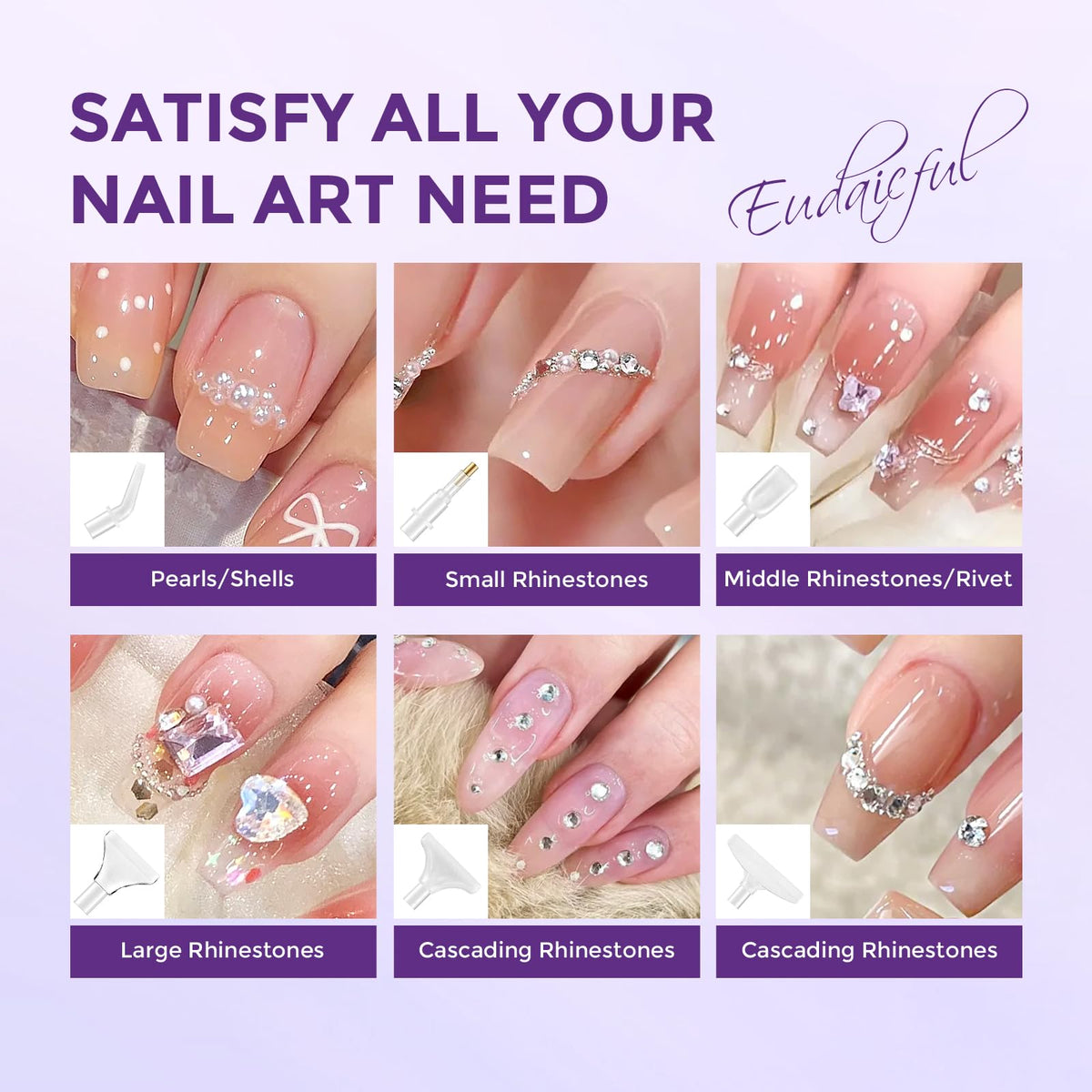 Complete packaging view of the Eudaicful rhinestone applicator kit