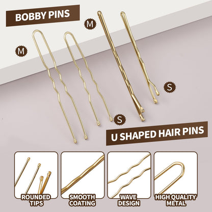Blonde hair accessories arranged for dance competition prep