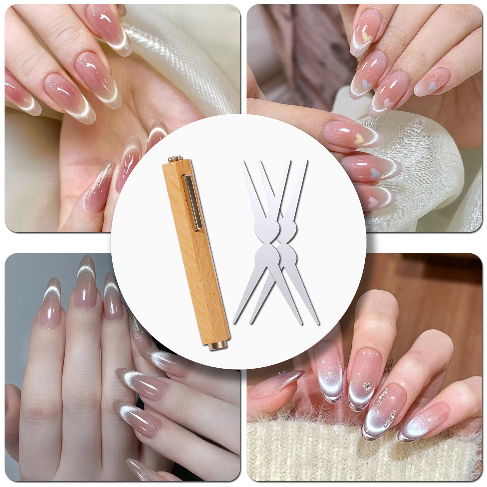 Demonstration of Dr.Nail magnet creating cat eye gel nail design