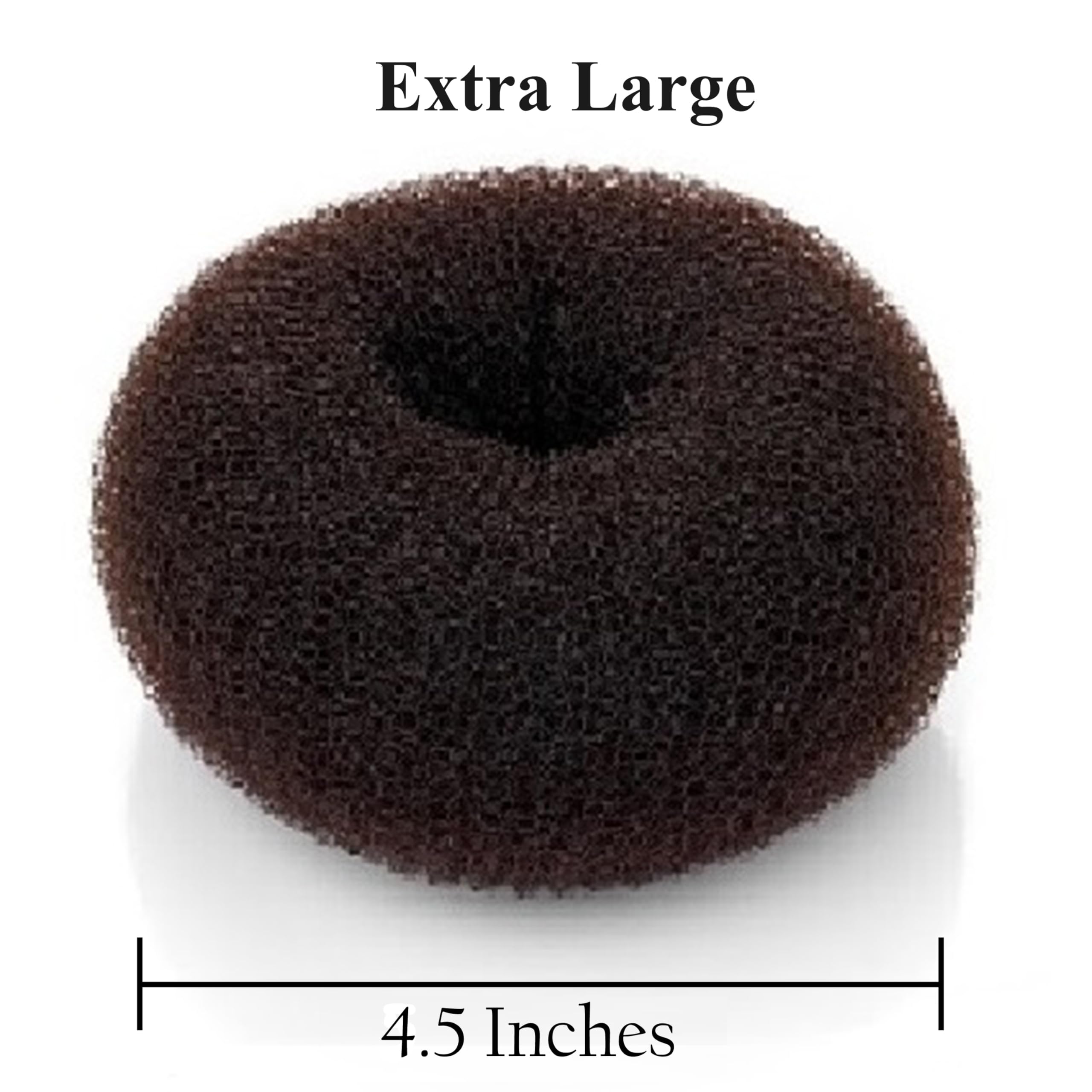Extra large brown chignon sock bun maker displaying its high density mesh texture