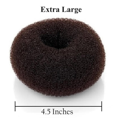 Extra large brown chignon sock bun maker displaying its high density mesh texture