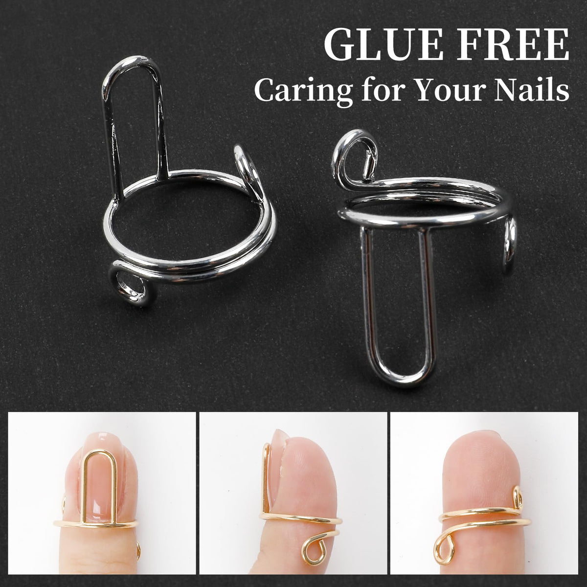 Reusaable nail rings worn on fingers