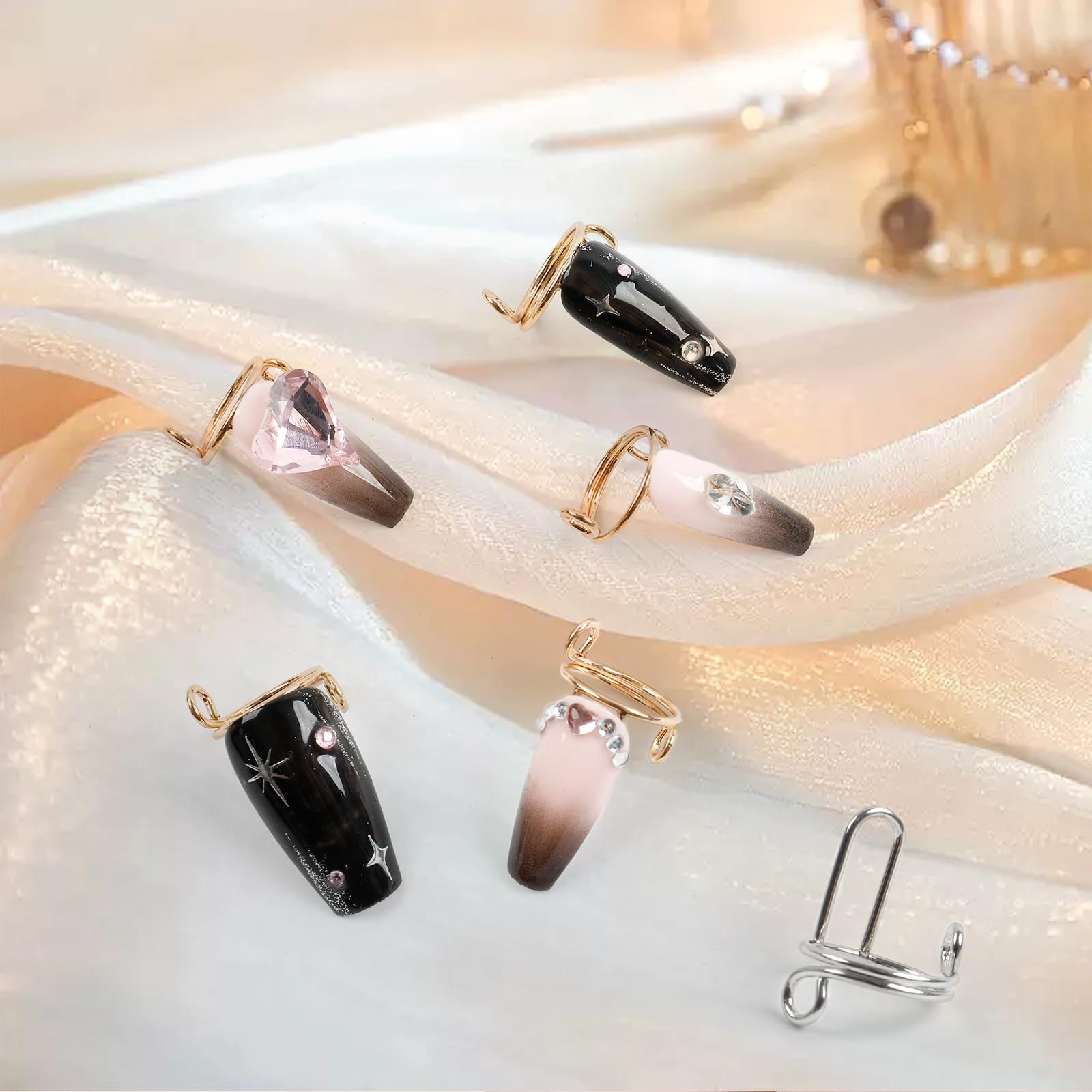 Packaging contents of Astonfog wudu nail rings and glue tabs