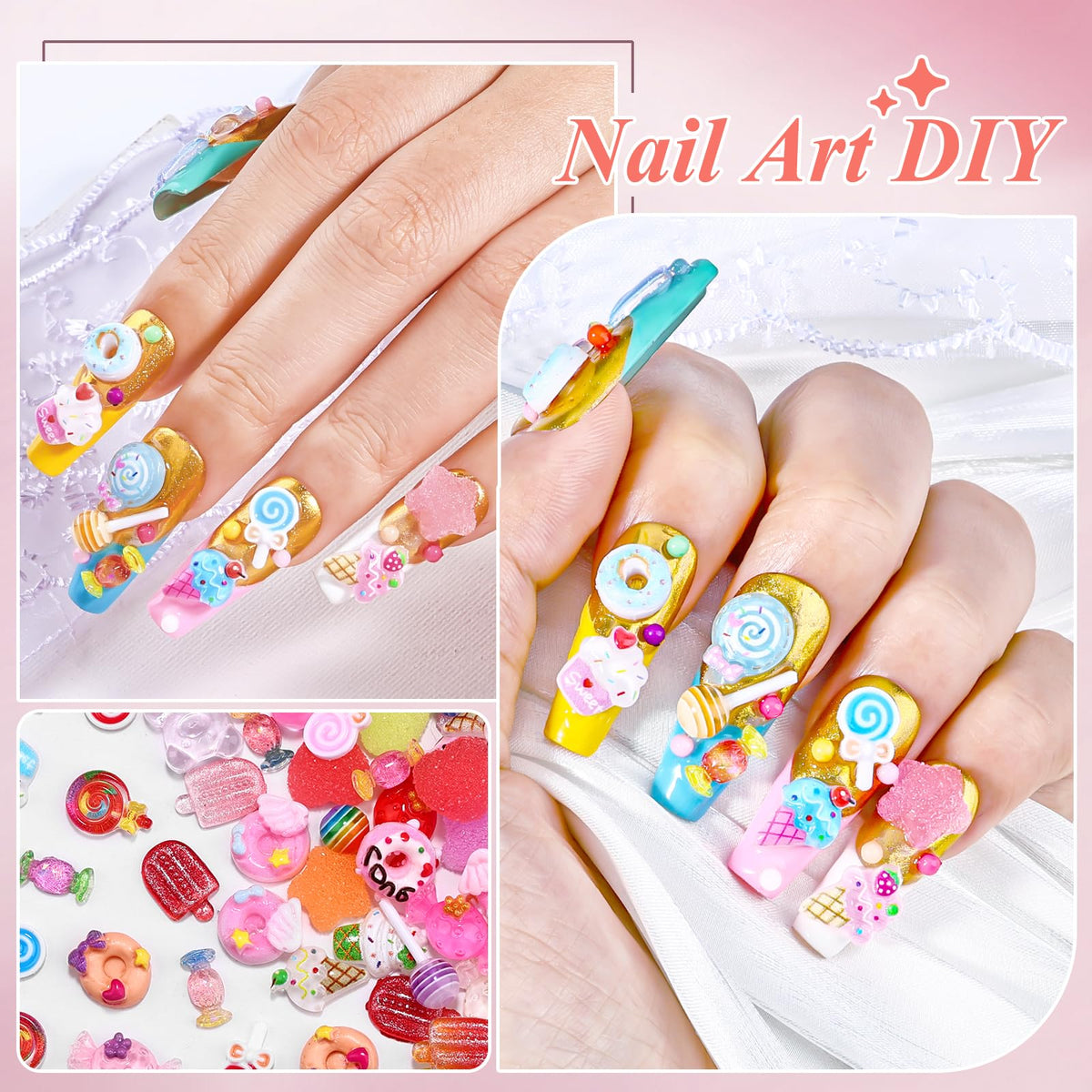 Side angle view of the compact 12-grid nail decoration box