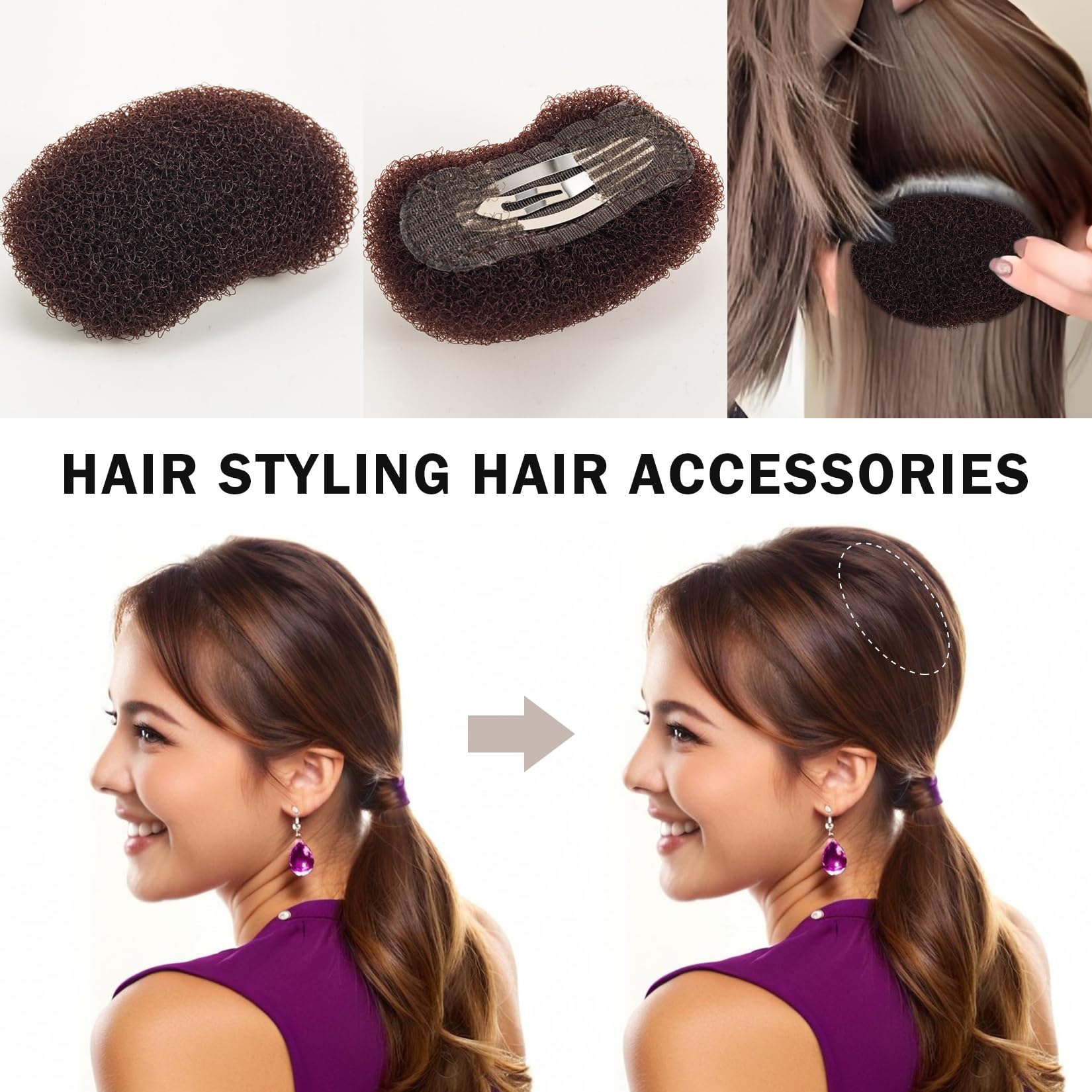 Side angle of the synthetic nylon bump it up hair inserts highlighting the lightweight breathable structure.