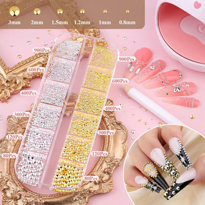 White and beige flatback pearl beads for nail decoration