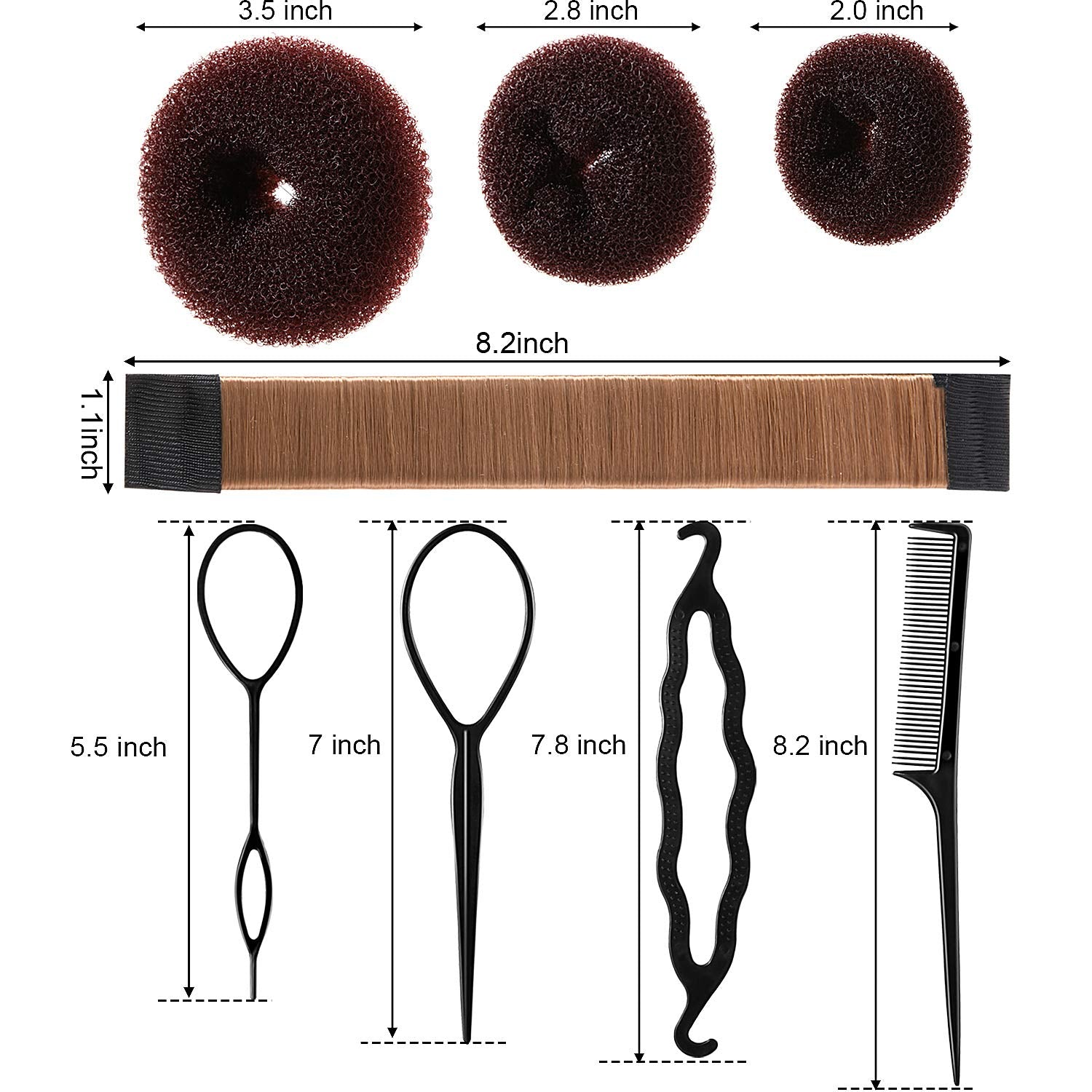 WILLBOND Hair styling accessories kit displaying ponytail tools and bobby pins for secure updos