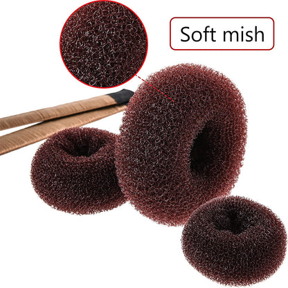 WILLBOND Brown hair donut kit with multiple sizes for fine and thick hair styling