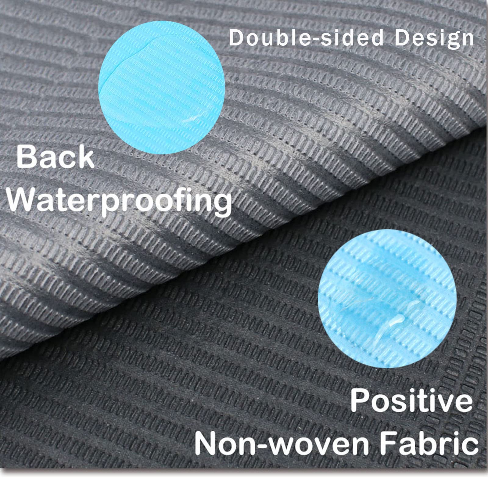 Disposable black clean pads for tattooing showing true 13 by 17 inches dimensions alongside salon tools
