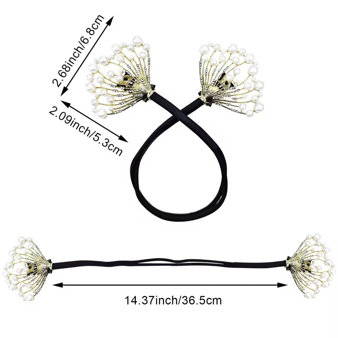 Two pack elegant crystal twist bun maker set in gold and silver accents