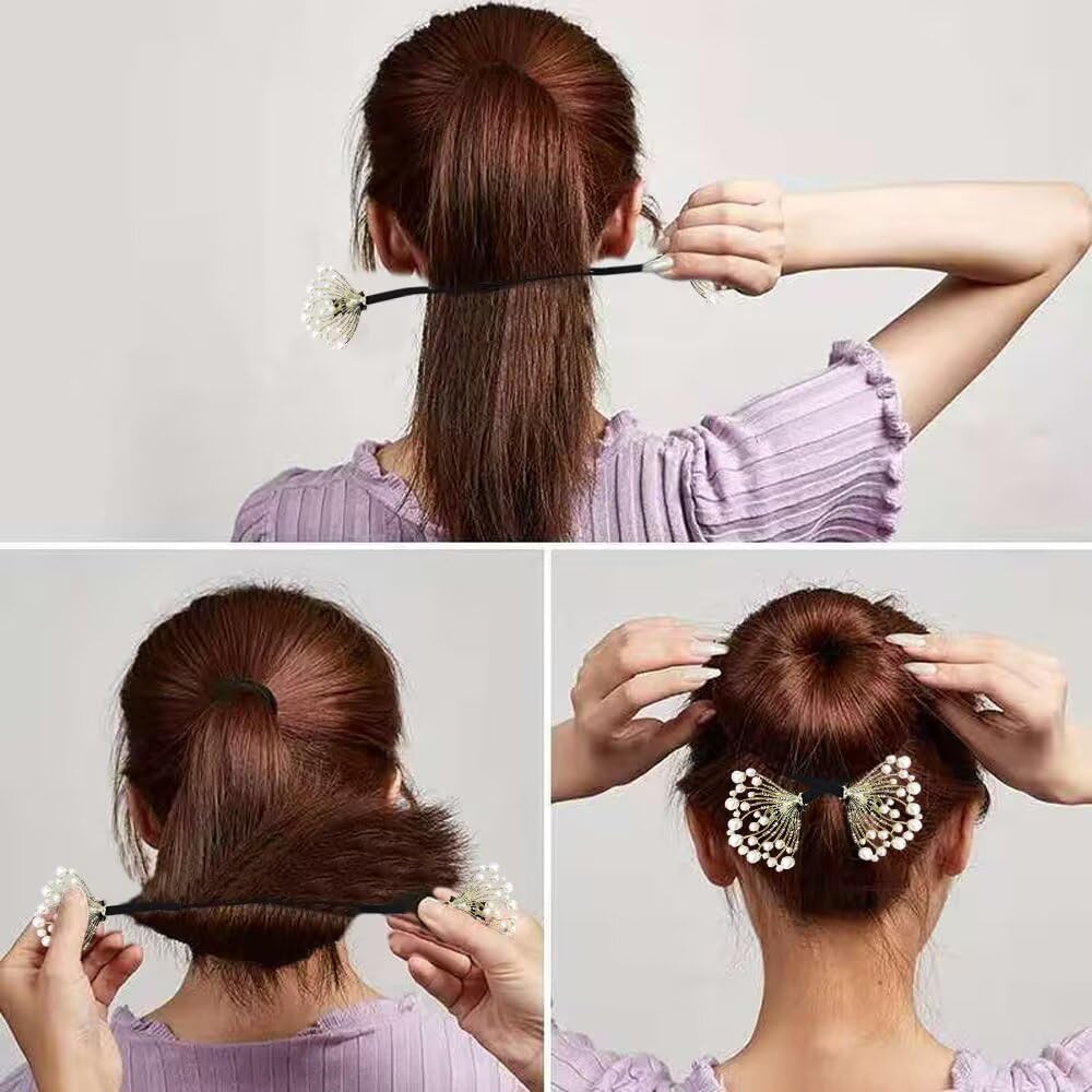French hairstyle twist bun maker being rolled up into a messy bun updo